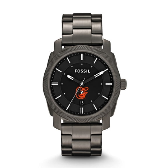 Men's Fossil Gray Baltimore Orioles Machine Smoke Stainless Steel Watch