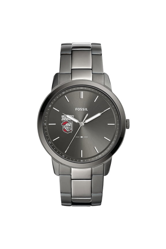 Men's Fossil  Gray Belmont Abbey Crusaders Minimalist Three-Hand Smoke Watch