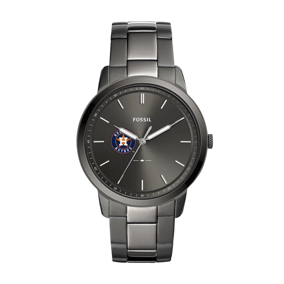 Men's Fossil Gray Houston Astros Fossil Minimalist Smoke Stainless Steel Watch
