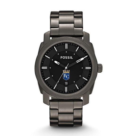 Men's Fossil Gray Kansas City Royals Machine Smoke Stainless Steel Watch