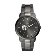 Men's Fossil Gray New York Yankees Fossil Minimalist Smoke Stainless Steel Watch