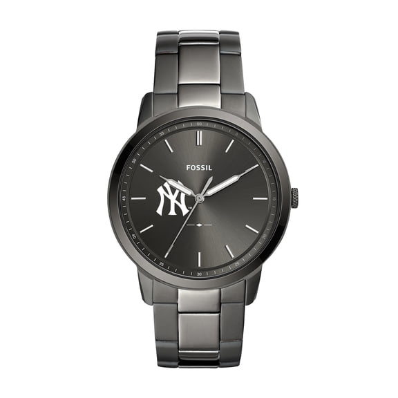 Men's Fossil Gray New York Yankees Fossil Minimalist Smoke Stainless Steel Watch