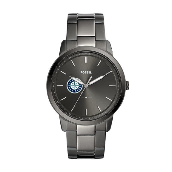Men's Fossil Gray Seattle Mariners Fossil Minimalist Smoke Stainless Steel Watch