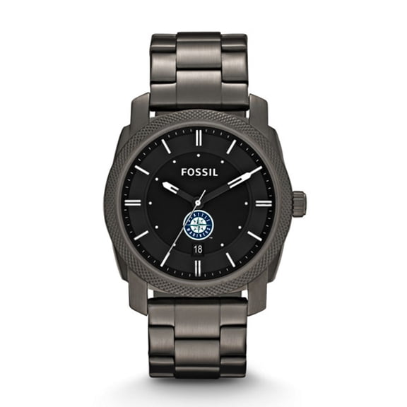 Men's Fossil Gray Seattle Mariners Machine Smoke Stainless Steel Watch