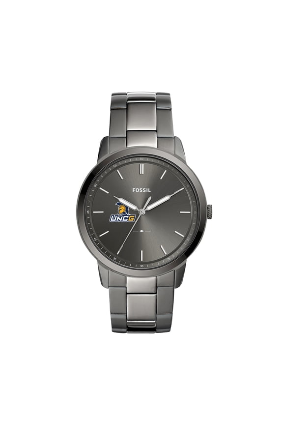 Men's Fossil  Gray UNC Greensboro Spartans Minimalist Three-Hand Smoke Watch