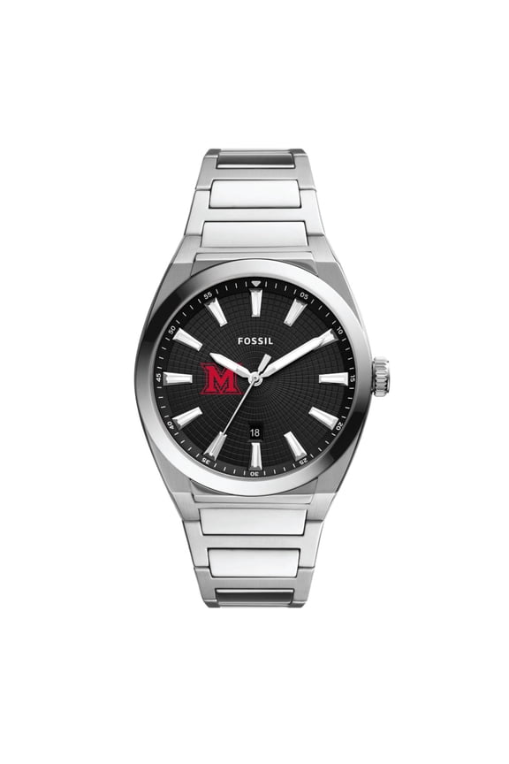 Men's Fossil Miami University RedHawks Everett Stainless Steel Watch