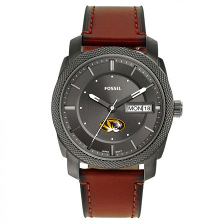 Men's Fossil Missouri Tigers Machine Three-Hand Date Brown Leather Watch