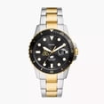 thumbnail image 1 of Men's Fossil  Silver Appalachian State Mountaineers Blue Dive Three-Hand Date Two-Tone Stainless Steel Watch, 1 of 1