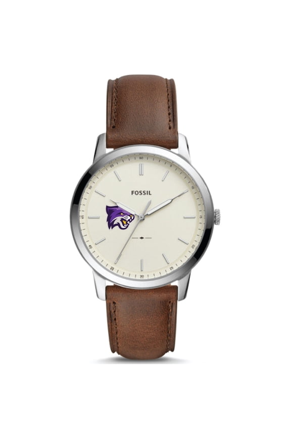 Men's Fossil  Silver Bethel Wildcats The Minimalist Brown Leather Watch