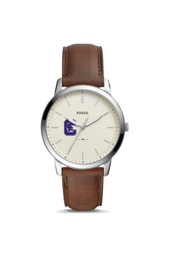 Men's Fossil Silver Capital University Comets The Minimalist Brown Leather Watch