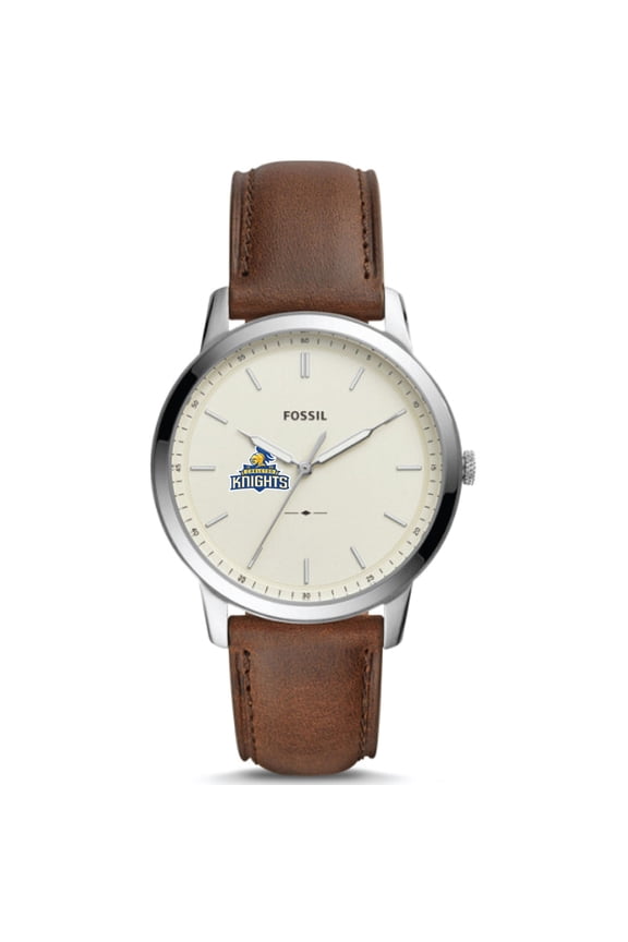 Men's Fossil Silver Carleton Knights The Minimalist Brown Leather Watch