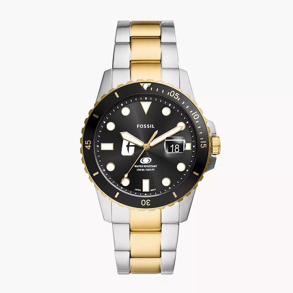 Men's Fossil  Silver Charlotte 49ers Blue Dive Three-Hand Date Two-Tone Stainless Steel Watch