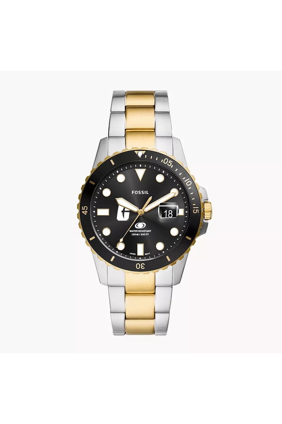 Men's Fossil  Silver Charlotte 49ers Blue Dive Three-Hand Date Two-Tone Stainless Steel Watch