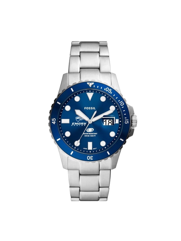 Men's Fossil Silver Emory Eagles Dive Three-Hand Date Stainless Steel Watch