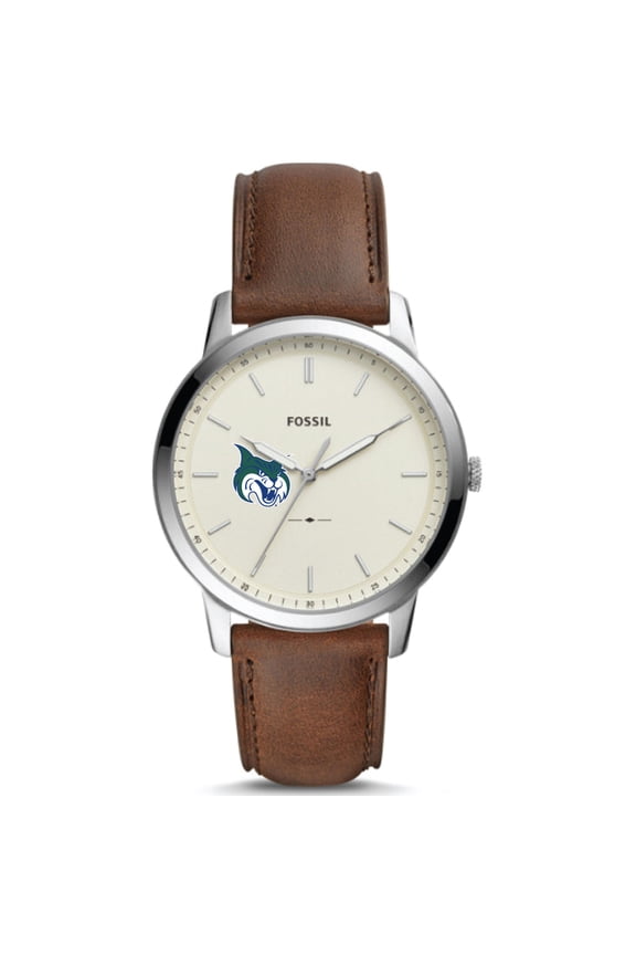 Men's Fossil Silver Georgia College Bobcats The Minimalist Brown Leather Watch