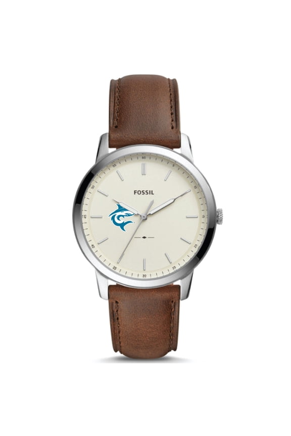 Men's Fossil  Silver Hawaii Pacific Sharks The Minimalist Brown Leather Watch