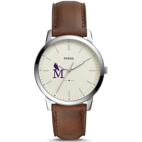 Men's Fossil  Silver Montevallo Falcons The Minimalist Brown Leather Watch