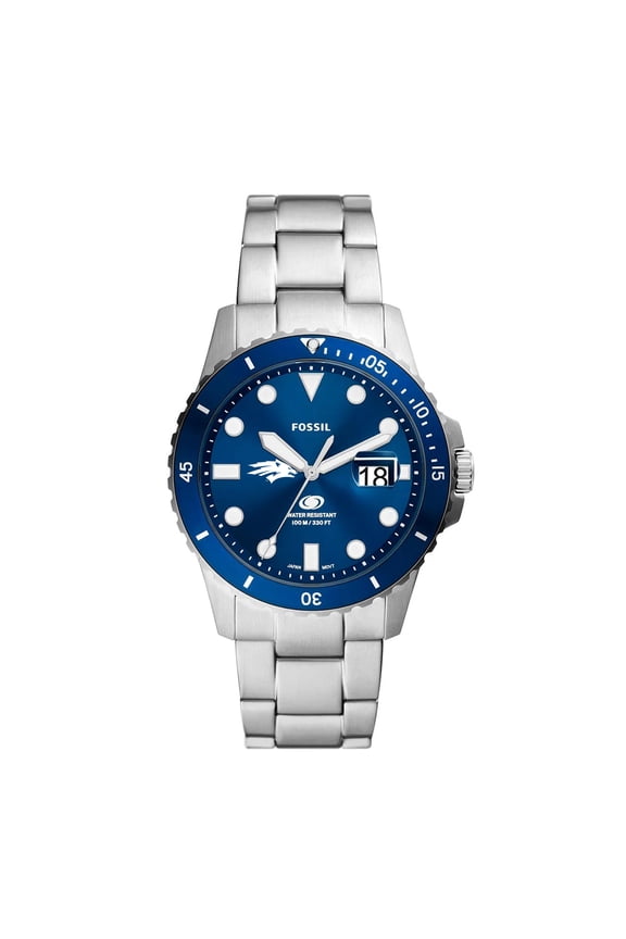 Men's Fossil  Silver Nevada Wolf Pack Dive Three-Hand Date Stainless Steel Watch