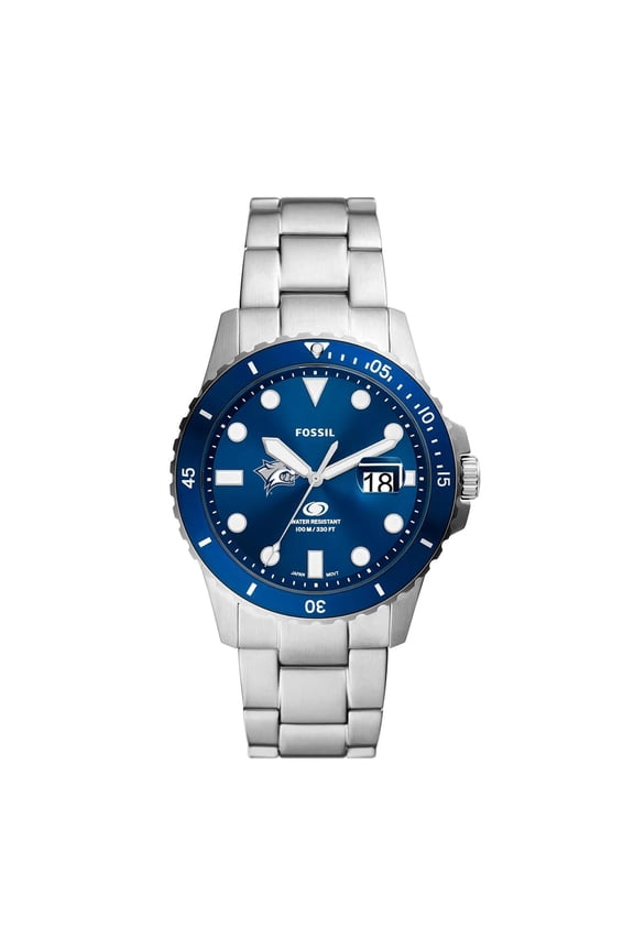 Men's Fossil Silver New Hampshire Wildcats Dive Three-Hand Date Stainless Steel Watch