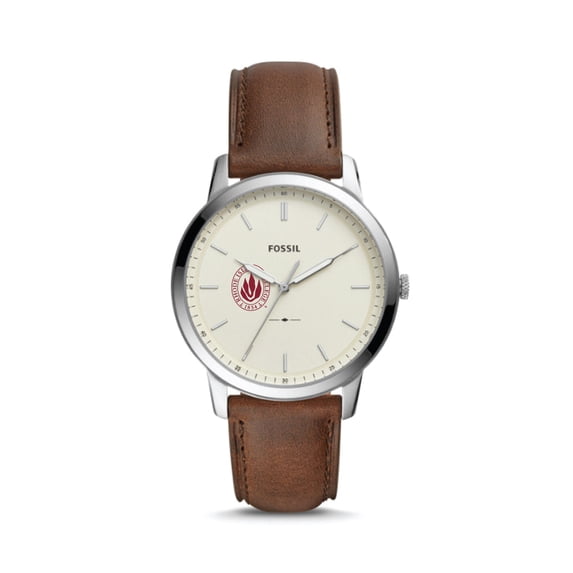 Men's Fossil Silver Rhode Island Anchormen The Minimalist Brown Leather Watch