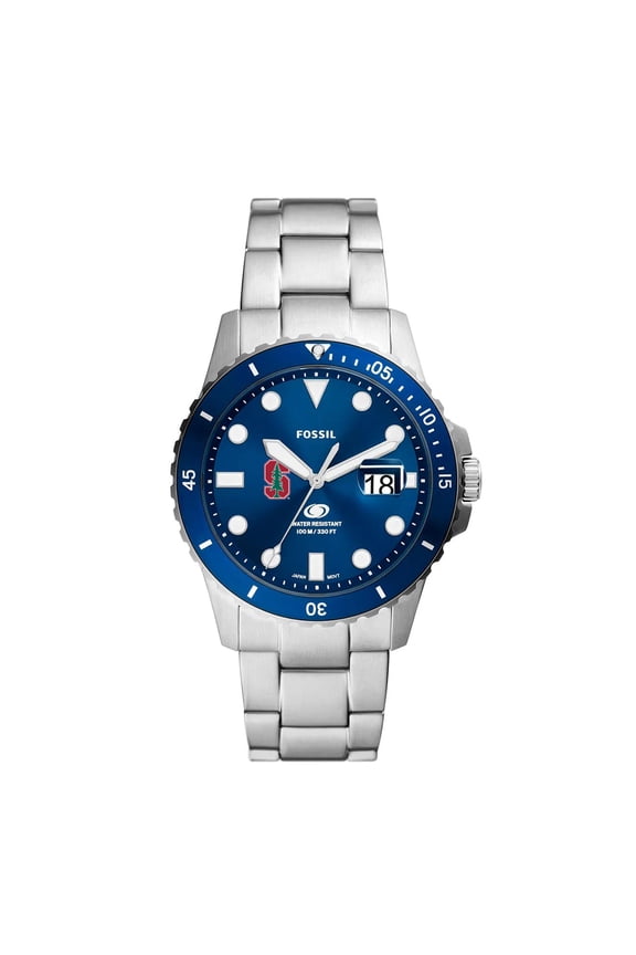 Men's Fossil  Silver Stanford Cardinal Dive Three-Hand Date Stainless Steel Watch