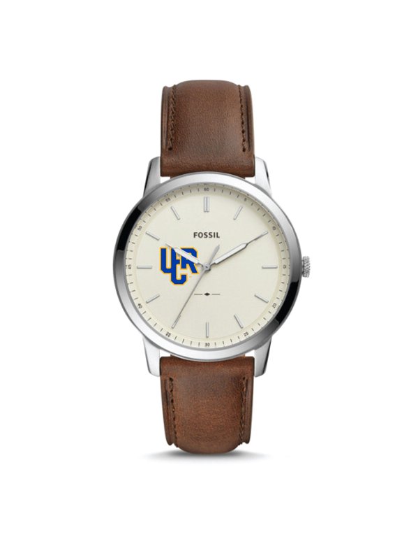 Men's Fossil Silver UC Riverside Highlanders The Minimalist Brown Leather Watch