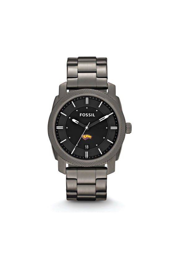 Men's Fossil Wisconsin-Stevens Point Pointers Machine Smoke Stainless Steel Watch