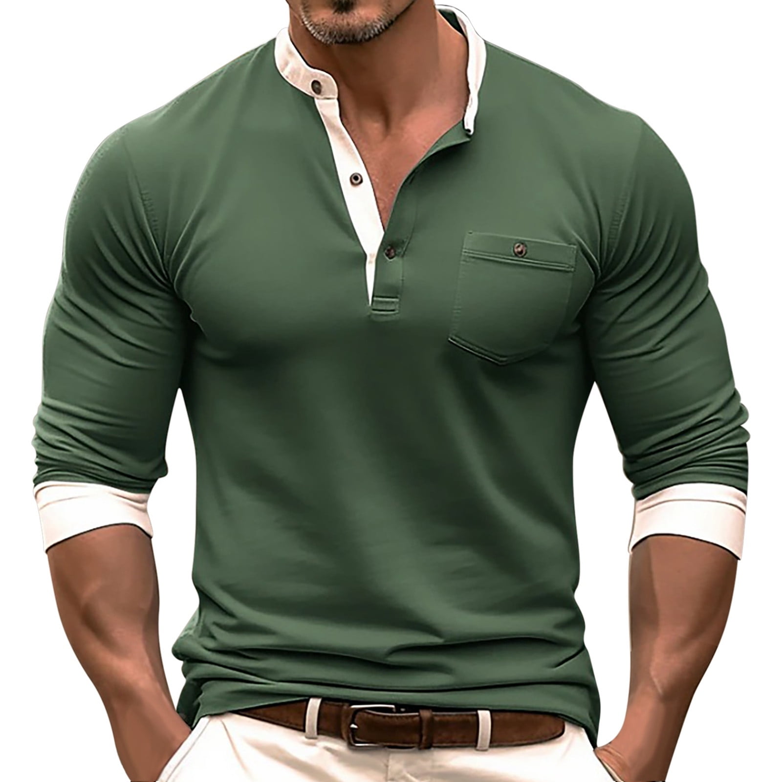 Men's Four Seasons Leisure Men T Shirts Designer Solid Color Contrast ...