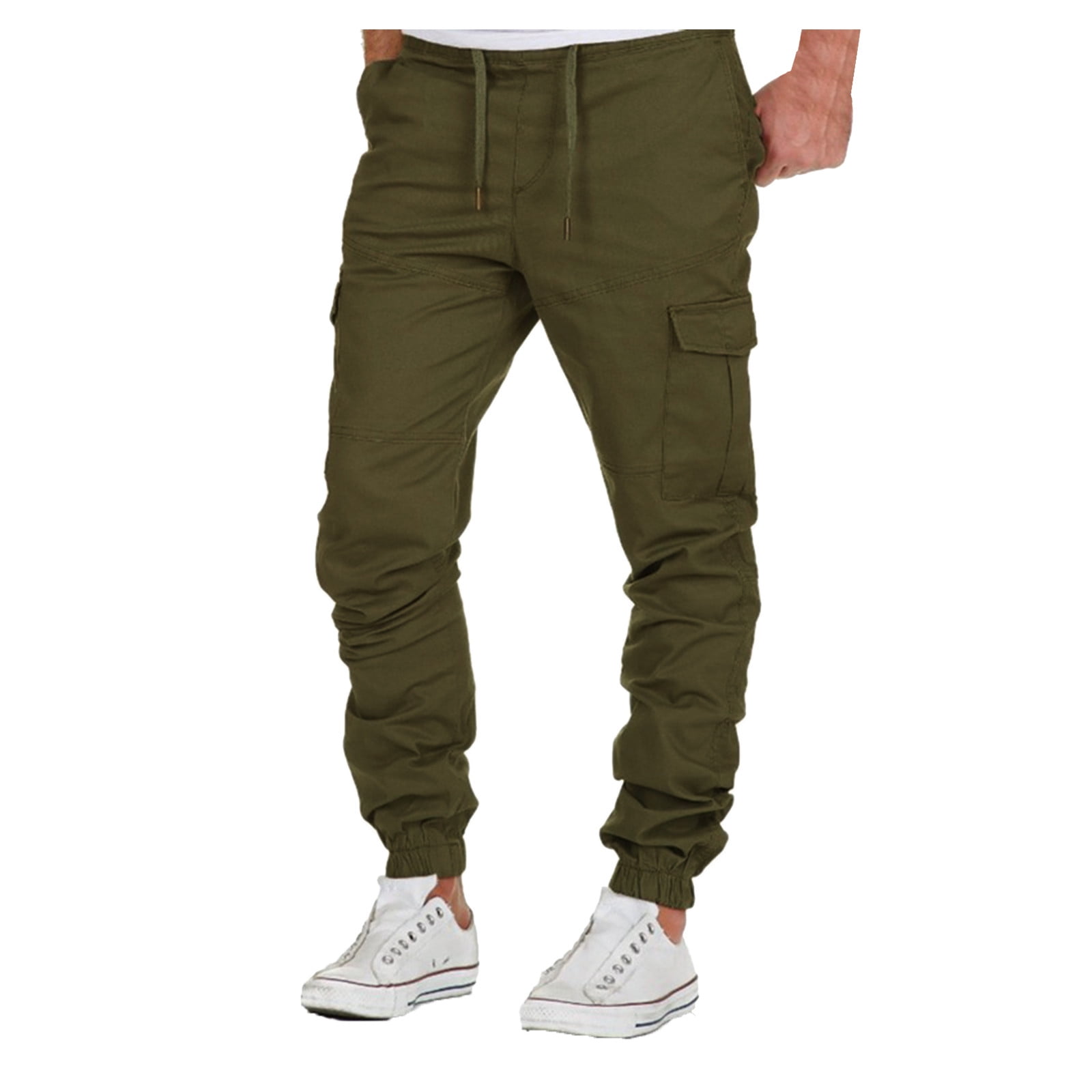 Men's Four Seasons Leisure Tooling Multipocket Solid Color Pants