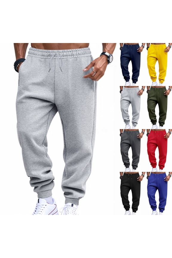 Men's Four Seasons Thin Fleece Classic Jogging Pants, Sports Leisure Training Fitness Sweatpants for Running and Lounge,Royal Blue,XL