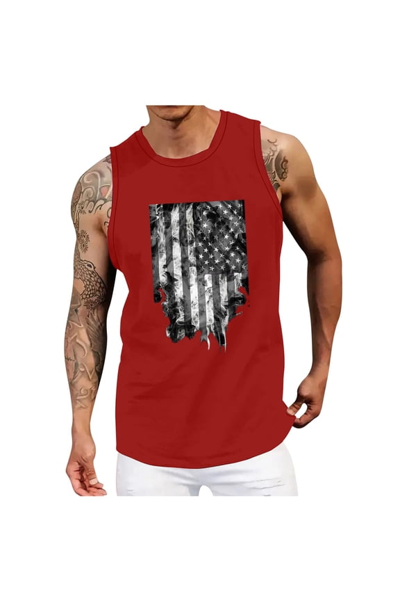 Men's Fourth of July Workout Tank Top Gym Muscle Tee Fitness Bodybuilding Sleeveless T Shirt