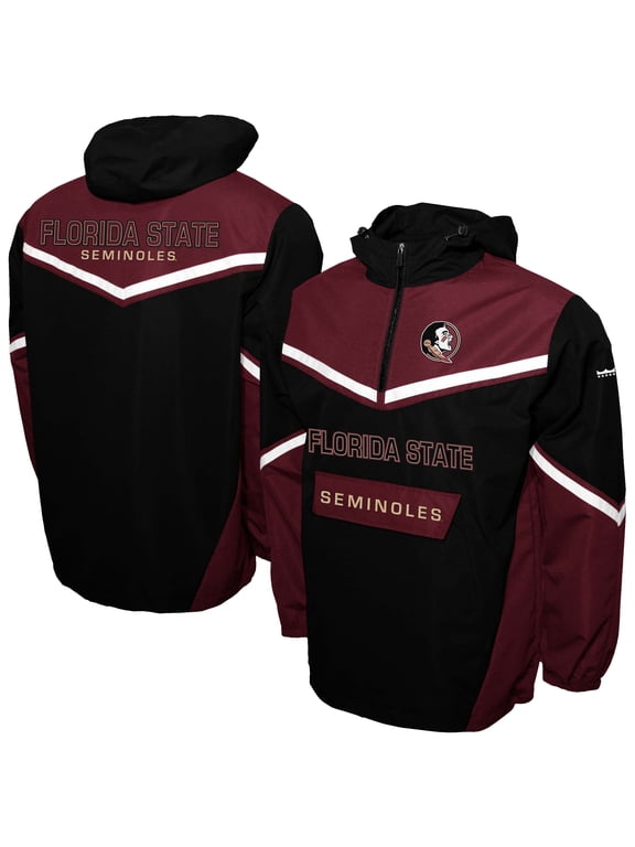 Men's Franchise Club Black Florida State Seminoles Action Anorak Half-Zip Jacket