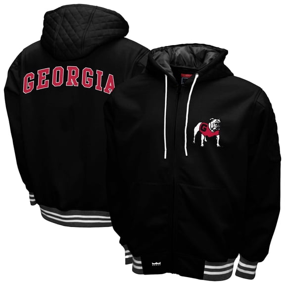Men's Franchise Club Black Georgia Bulldogs Grind Full-Zip Hoodie Jacket