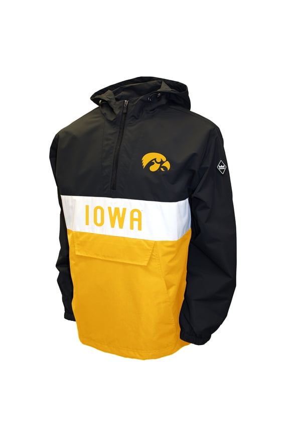 Men's Franchise Club Black Iowa Hawkeyes Alpha Anorak Jacket