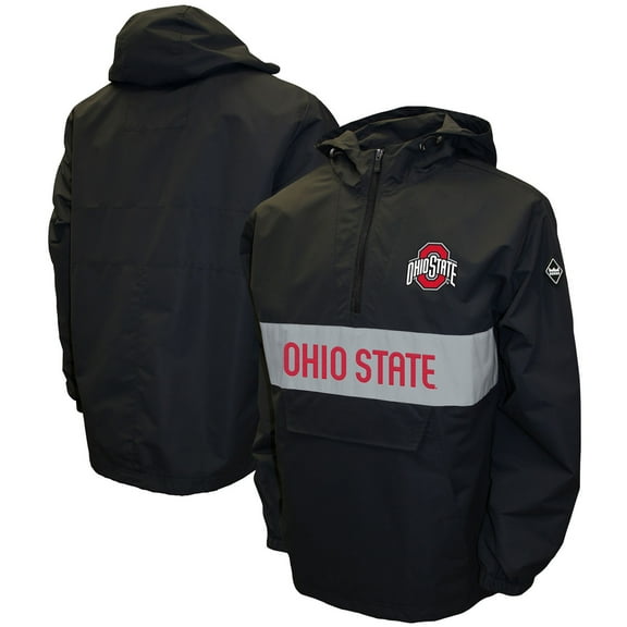 Men's Franchise Club Black Ohio State Buckeyes Alpha Anorak Half-Zip Jacket