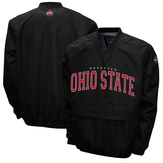 Men's Franchise Club Black Ohio State Buckeyes Members Windshell V-Neck Pullover Jacket