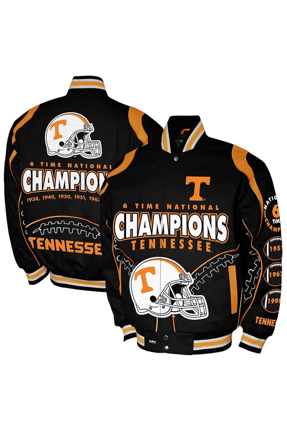 Men's Franchise Club Black Tennessee Volunteers 6-Time Champions Signature Cotton Twill Full-Snap Jacket