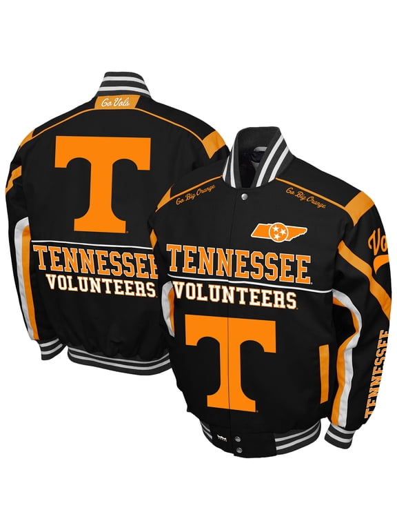 Men's Franchise Club Black Tennessee Volunteers Crush Cotton Twill Full-Snap Jacket