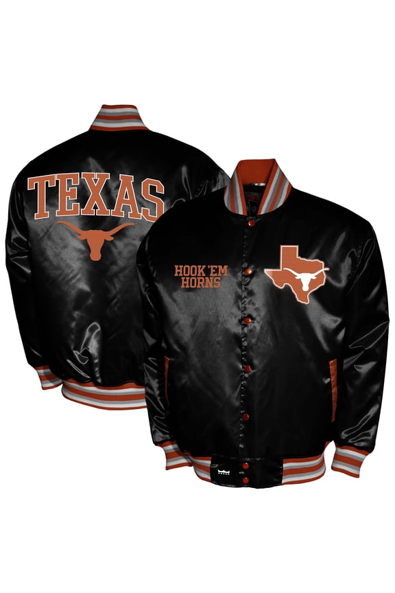 Men's Franchise Club Black Texas Longhorns Satin Full-Snap Jacket