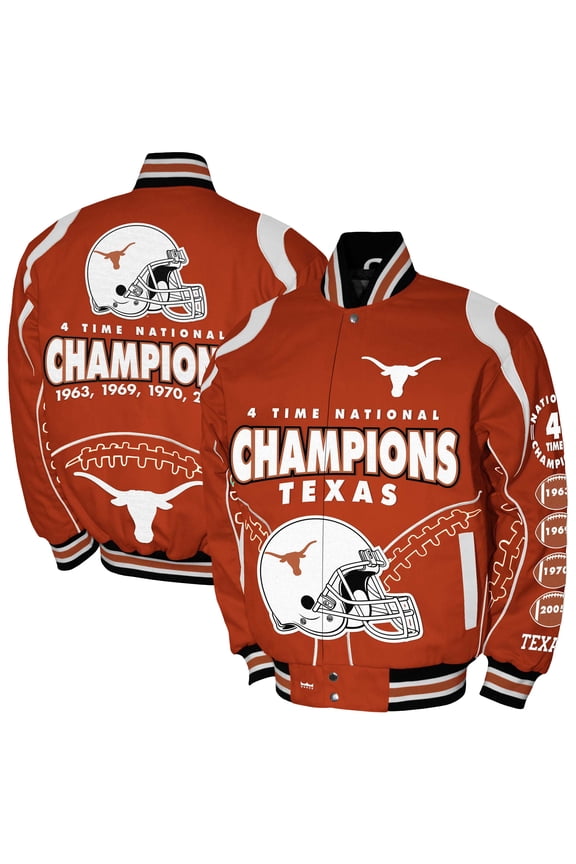 Men's Franchise Club Burnt Orange Texas Longhorns 4-Time Champions Signature Cotton Twill Full-Snap Jacket