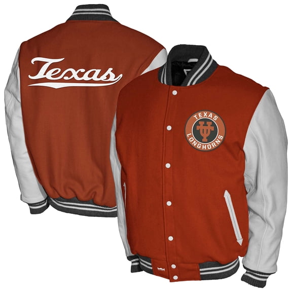 Men's Franchise Club Burnt Orange Texas Longhorns Full-Snap Letterman Jacket