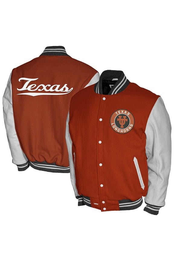 Men's Franchise Club Burnt Orange Texas Longhorns Full-Snap Letterman Jacket