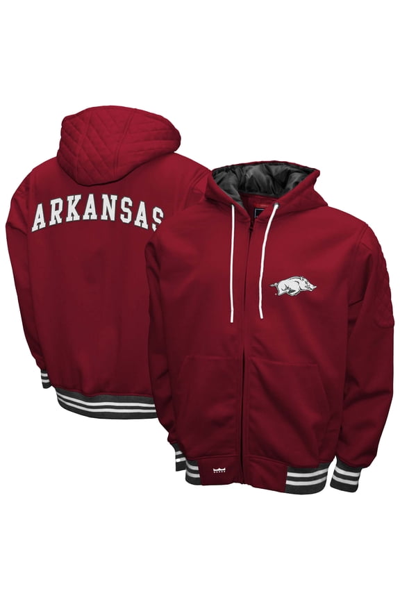 Men's Franchise Club Cardinal Arkansas Razorbacks Grind Full-Zip Hoodie Jacket