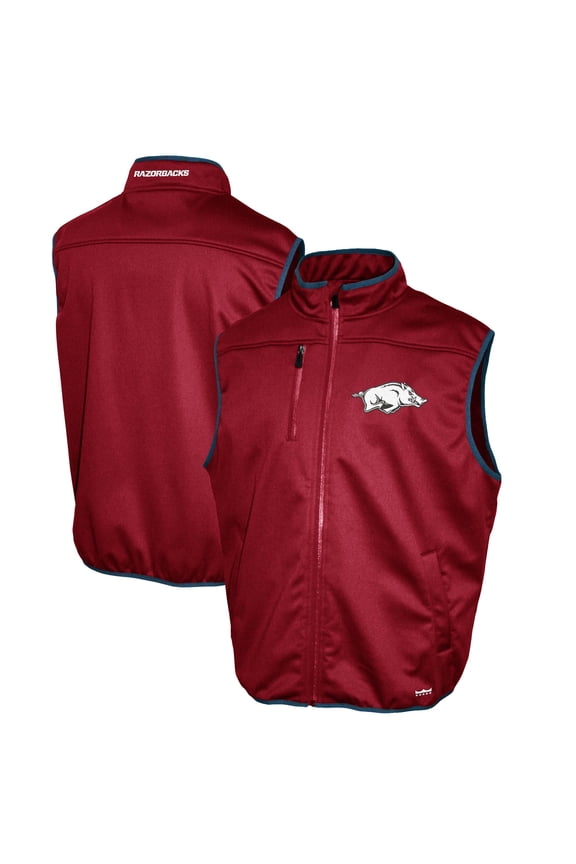 Men's Franchise Club Cardinal Arkansas Razorbacks Softshell Full-Zip Vest