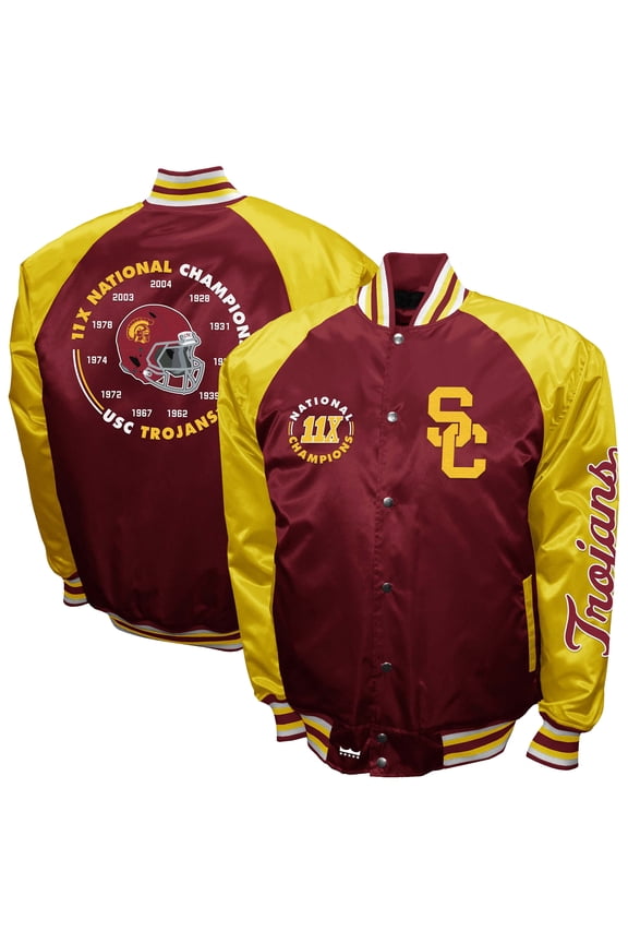 Men's-Franchise Club Cardinal USC Trojans Satin Full-Snap Jacket