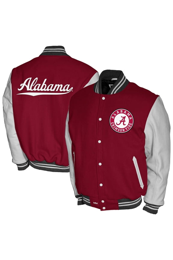 Men's Franchise Club Crimson Alabama Crimson Tide Full-Snap Letterman Jacket
