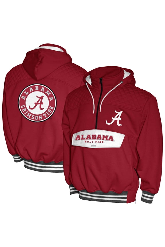 Men's Franchise Club Crimson Alabama Crimson Tide Half-Zip Hoodie Anorak