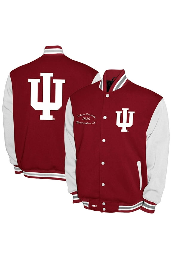 Men's Franchise Club Crimson Indiana Hoosiers Fleece Varsity Full-Snap Jacket