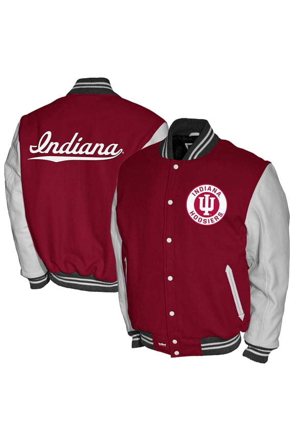 Men's Franchise Club Crimson Indiana Hoosiers Full-Snap Letterman Jacket