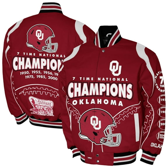 Men's Franchise Club Crimson Oklahoma Sooners 7-Time Champions Signature Cotton Twill Full-Snap Jacket